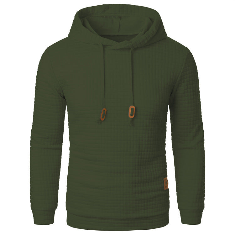 Men's Jacquard Sweater Long-sleeved Hoodie Warm Color Hooded Sports Top