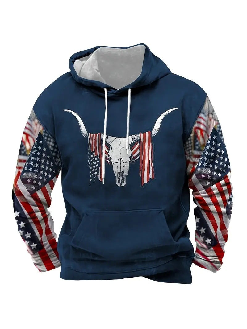 European And American 3D Printed Animal Graffiti Loose Hooded Sweater