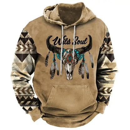 European And American 3D Printed Animal Graffiti Loose Hooded Sweater