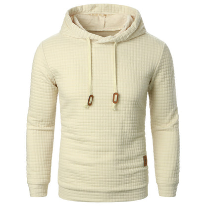 Men's Jacquard Sweater Long-sleeved Hoodie Warm Color Hooded Sports Top