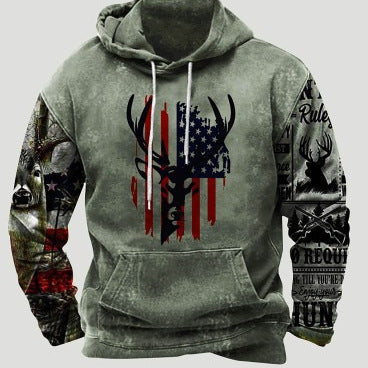 European And American 3D Printed Animal Graffiti Loose Hooded Sweater